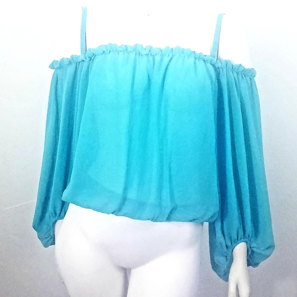 Viva You  Turquoise Cropped Blouse